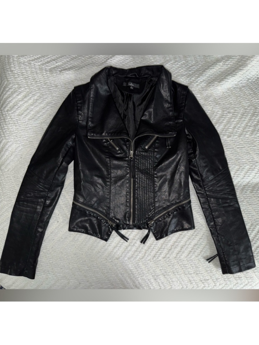 Lulu's Black Faux Leather Moto Jacket